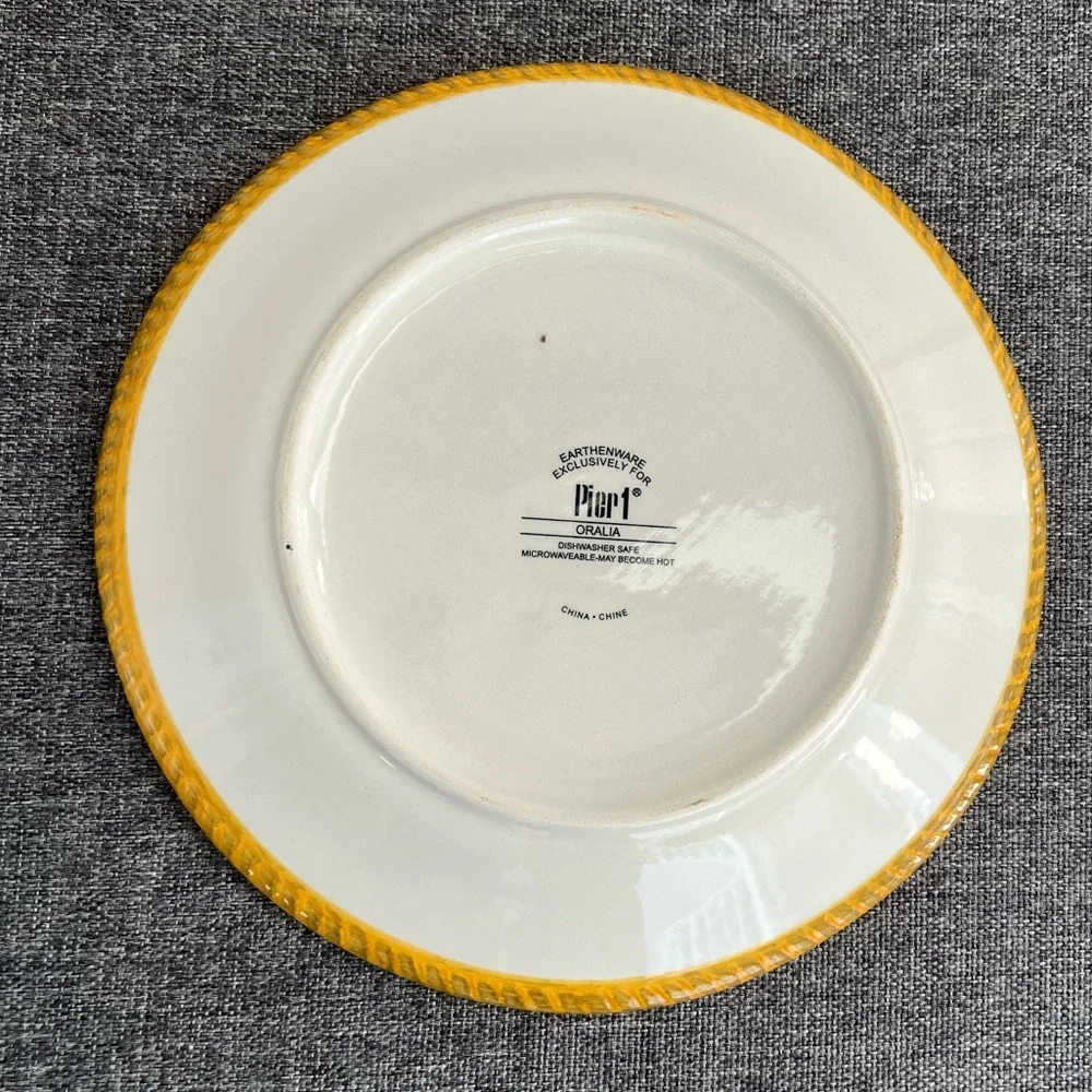 Pier 1 Oralia Salad Dessert Plate Retired Yellow Red Brown Floral Antique Floral